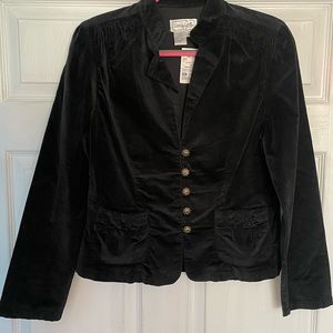 Black velvet jacket size M by “Live a Little” cotton and spandex NWT